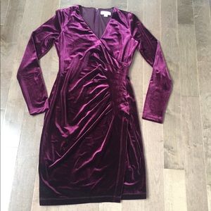 Purple Velvet Calvin Klein Short Bodycon Dress